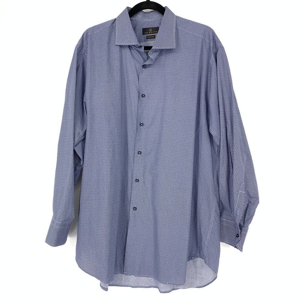 IKE BEHAR Men's Sz XL Button Down Shirt Long Sleeve Blue White Print
